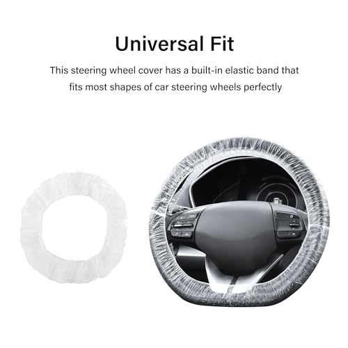100PCS Disposable Steering Wheel Covers,Disposable Steering Wheel Protector with Elastic for Avoiding Scuffs & Scratches,Universal Car Steering Wheel Cover Car Accessories - color: 100PCS