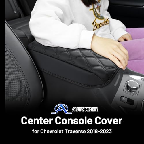Autorder Center Console Cover for 2018-2024 Chevrolet Traverse Accessories Armrest Cushion Cover Nappa Leather Middle Console Covers Traverse Console Cushion Pad Anti-Scratch - size: 2018-2024 Chevy Traverse