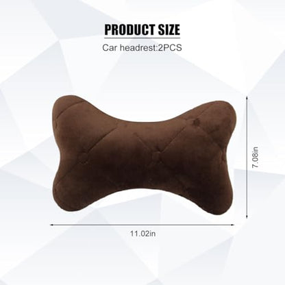 2PCS Car Headrest Pillow, Comfortable Ergonomic Design Vehicle Seat Neck Pillow for Driving Fatigue Relief, Soft Breathable Automotive Interior Head Rest Cushion Pad, Universal Fit (Coffee) - color: Coffee