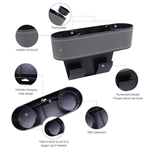 Car Seat Organizer Cup Drink Holders,Multifunctional Gap Filler Storage Box,Insert Organization Helps Reduce Distracted Driving&Holds Phone Mount Mug Bottle Cellphones Coasters Wallet Cards (Gray) - color: UGBD-Gray