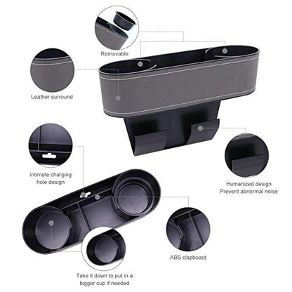 Car Seat Organizer Cup Drink Holders,Multifunctional Gap Filler Storage Box,Insert Organization Helps Reduce Distracted Driving&Holds Phone Mount Mug Bottle Cellphones Coasters Wallet Cards (Gray) - color: UGBD-Gray