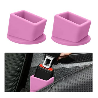 2PCS Car Seat Belt Buckle Holder, Easy Access Silicone Auto Seatbelt Buckle Booster, Seat Belt Buckles Fixer Cover Makes Receptacle Stand Upright Buckling for Kids, Car Accessories (Pink) - color: Pink