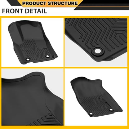 G-PLUS 3PCS Floor Mats Cargo Liners, Compatible with 2016-2024 Dodge Durango, Fit Jeep Grand Cherokee 2016-2021/Cherokee WK 2022, 1st & 2nd Row TPE Liners, All Weather Full Cover Protection - size: Fit Dodge Durango 2016-2024 | Black 3PCS