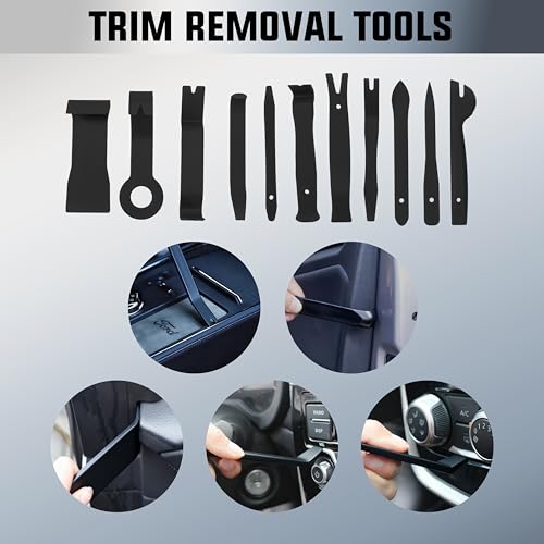 26PCS Car Tool Kit with Stainless Steel Assorted 5th Wheel Pin Puller,68 inches Long Distance Puller Hook, Air Wedge and Magnetic Pickup Tool with Flashlight