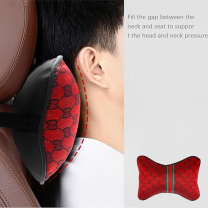 5PCS Steering Wheel Cover, with 2 Headrests, 2 Seat Belt Covers - Universal Fit for 14.5-15" Steering Wheel, Enhances Driving Experience - Perfect for Women (Red) - color: Red