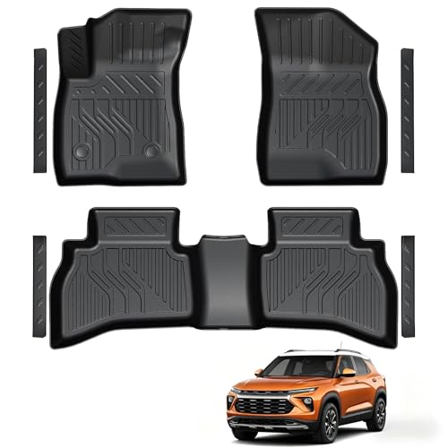 Floor Mats for Chevy Trailblazer AWD ONLY 2026 2025 2024 2023 2022 2021, TPE All Weather Durable 1st and 2nd Row Floor Liners with Door Sill Guards for Chevy Trailblazer Accessories - size: 2021-2025 | For Chevy Trailblazer AWD