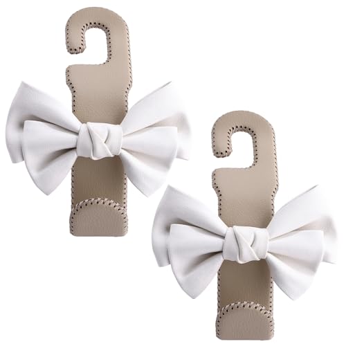 Car Purse Hook, Cute Bow Hooks for Headrest - Leather U-Shaped Purse Holder for Car, Flexible Seat Back Organizer & Durable Vehicle Accessories for Bags, Coats & More (Beige-2 Pack) - color: Style C - Beige 2 Pack