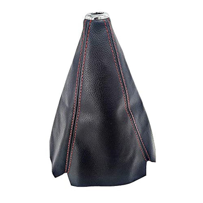 Universal Car Shift Knob Boot Dust Cover, Shift Boot Cover, Made of Black Pu Leather with Black Seams Red Seams and Blue Seams (Red/ABS)