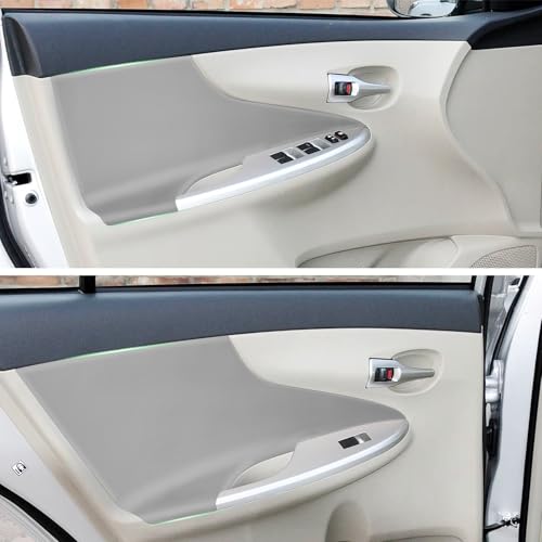 4PCS Door Panel Armrest Cover Compatible with Toyota Corolla 2009-2013 Front and Back Vinyl Leather Insert Cards Protector Trim Gray (Only Leather Part)