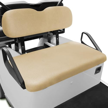 Universal Golf Cart Seat Covers Set for EZGO TXT/ RXV, Club Car DS/ Precedent, Yamaha G29/ Drive 2 Front Seats, Durable Breathable Bench Seat Covers Washable Polyester Mesh Cloth Without Logo, Beige - color: Beige