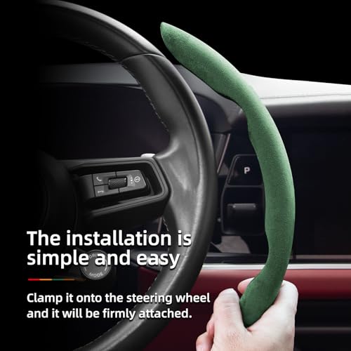 Suede Thin Car Steering Wheel Cover, 3 Piece, Fits 14-16 inch Round Steering Wheels, Green - color: Green, size: 3pcs: Fits Round Steering Wheels