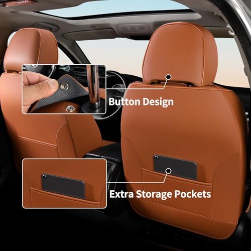 Car Seat Covers Front Set, Black Car Seat Cover, Breathable Premium Leather Seat Covers, Automotive Vehicle Seat Covers for Cars Trucks Vans SUVs Sedans (Brown&Black) - color: Brown&Black, size: Frontpair