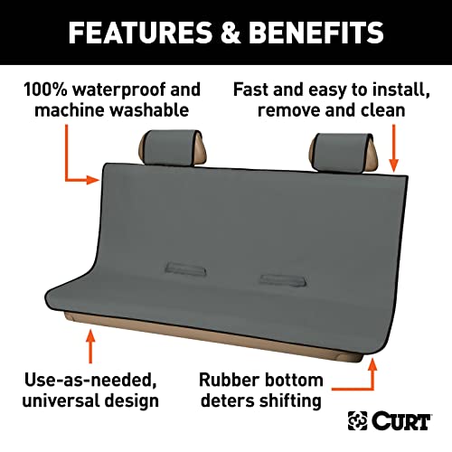 CURT 18520 Seat Defender 58-Inch x 63-Inch Grey Waterproof Universal Extra-Large Bench Truck Seat Cover Protector - color: Grey, size: XL Bench Seat
