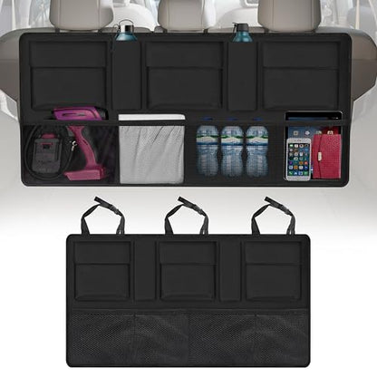 EcoNour Backseat Trunk Organizer | 42 x20 Inches Car Storage with 9 Spacious Pockets | Waterproof, Heavy-Duty Hanging Organizer for SUVs, Trucks & Hatchbacks | Space-Saving, Foldable & Easy to Install