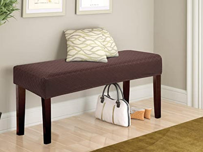 Fuloon Stretch Jacquard Dining Bench Cover - Anti-Dust Removable Bench Slipcover Washable Seat Cushion Protector for Bedroom, Kitchen, Hotel, Banquet (Chocolate) - color: Chocolate