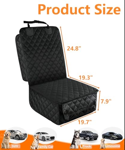 Waterproof Dog Seat Cover 2-Pack for Front Seats – Nonslip Scratchproof Captain Chair Covers with Side Flaps, Universal Fit for Cars, Trucks, SUVs, Jeep