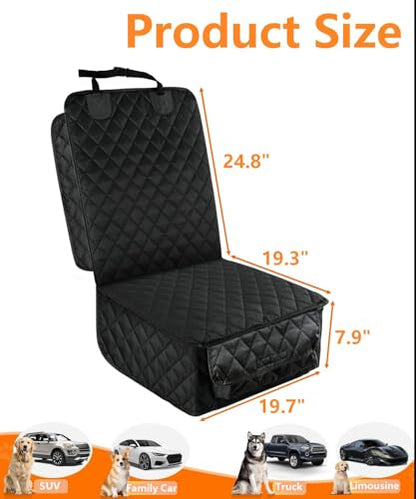 Waterproof Dog Seat Cover 2-Pack for Front Seats – Nonslip Scratchproof Captain Chair Covers with Side Flaps, Universal Fit for Cars, Trucks, SUVs, Jeep