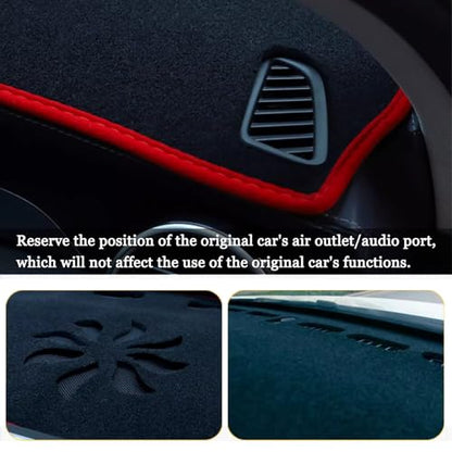 Blazeray Dashboard Cover Dash Cover Mat Pad Carpet Custom Fit for Honda Civic Coupe Sedan/Hatchback 2016 2017 2018 2019 2020 2021 Accessories Anti-Skid Center Console Protector Cover Mat(Black Edge)