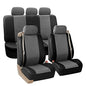 FH Group PU309115 Built-in Seat Belt Compatible PU Leather Seat Covers (Gray Black) Full Set – Universal Fit for Cars Trucks & SUVs - color: Gray/Black - Low Back (Faux Leather), size: Full Set