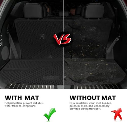 LASFIT Cargo Trunk Mat & Backrest Mats for Hyundai Palisade 2025 2024 2023 2022 2021 2020 All Weather TPE Custom Fit Car Trunk Mats Cargo Liner & Seatback Mats Accessories, Black - size: 2)For Hyundai Palisade | 2020-2025 | Cargo