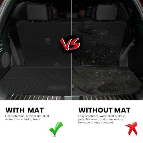 LASFIT Cargo Trunk Mat & Backrest Mats for Hyundai Palisade 2025 2024 2023 2022 2021 2020 All Weather TPE Custom Fit Car Trunk Mats Cargo Liner & Seatback Mats Accessories, Black - size: 2)For Hyundai Palisade | 2020-2025 | Cargo