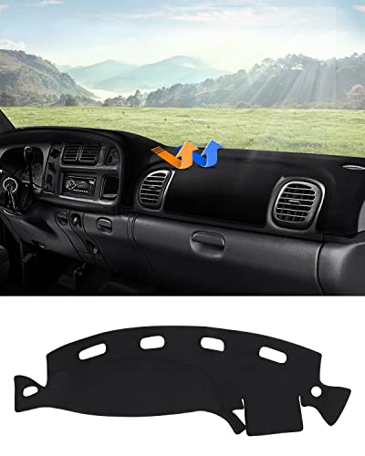 Autorder Dashboard Cover Mat for Dodge Ram 1500 2500 3500 1998-2001 Accessories Dash Cover Flannel Dash Mat Sunshade Glare UV Rays Protector - size: Black 1998-2001 Dodge Ram