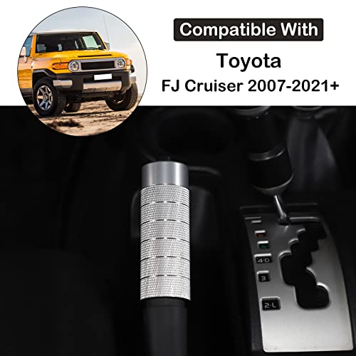 Aunginsy Car Handbrake Cover Compatible with Toyota FJ Cruiser 2007-2021+, Aluminum Handbrake Manual Handle Protector, Center Console Parking Hand Brake Grip Sleeve Lever Cover Trim Accessories - color: Silver