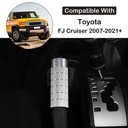 Aunginsy Car Handbrake Cover Compatible with Toyota FJ Cruiser 2007-2021+, Aluminum Handbrake Manual Handle Protector, Center Console Parking Hand Brake Grip Sleeve Lever Cover Trim Accessories - color: Silver