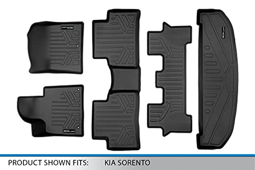 SMARTLINER Custom Fit 3 Row Floor Mats & Cargo Liner Behind 3rd Row Set for 2021-2025 Kia Sorento