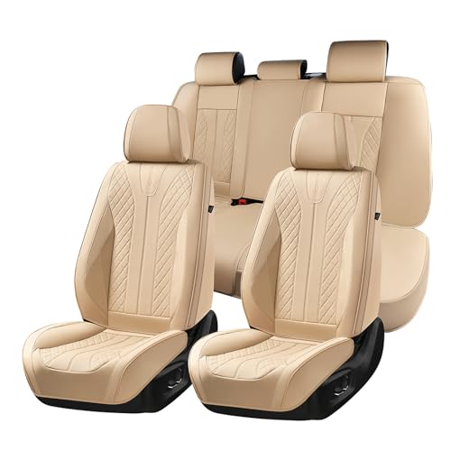 FLORICH Leather Seat Covers, Car Seat Cover Full Set Automotive Seat Covers Waterproof Car Seat Protectors 5 Seats Universal Seat Cover Fit for Most Cars SUV Trucks, Beige - color: Beige, size: FullSet