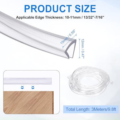 uxcell Clear Edge Trim, 9.8Ft Silicone U Channel Edge Protector, Edges Guards Fits 13/32"-7/16" for Car Doors Sheet Metal Parts (9/16" W x 15/32" H) - size: 9.8Ft x 9/16" x 15/32", Fits 13/32"-7/16"