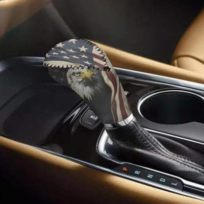 Bulopur Car Shifter Gear Hand Brake Trim Cover Set for Most Cars Van SUV Sedan Truck Auto Accessories - color: American Flag Bald Eagle