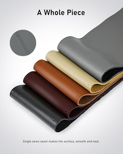 BELINOUS Leather Steering Wheel Cover Lace Up, Stitch on Steering Wheel Wrap, Universal Fit 13-20 Inch Car Truck Pickup Boat, A Whole Piece of Cowhide, DIY w/Needle Thread (Size M0, Gray) - color: Gray, size: M0