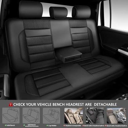 CAR PASS Memory Foam Seat Covers Full Sets, Airy Cool Mesh Thick Car Seat Covers, Leather Car Seat Covers 5 Seats Airbag Compatible, Universal Automotive Comfort for Most Cars, Trucks, SUV, Black - color: black all
