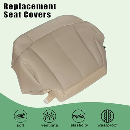 Priprilod Driver Side Bottom Seat Cover & Foam Cushion Replacement Light Tan #522/922 Compatible with Chevy Tahoe/Suburban 1500 2500 1999 2000 2001 2002 | Faux Leather | Fits Heated & Non-Heated Seats - color: Tan