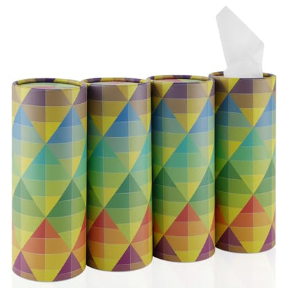 Car Tissue Holder, 4 Pack Car Cup Holder Facial Tissues with Travel Tissue Bag, Quick and Convenient Flower Combination Car Tissue Box(4 Canisters/200 Tissues) Yellow - Green - color: Yellow-Green