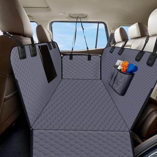 Dog Car Seat Cover for Back Seat, Waterproof Protector with Side Flaps, Scratchproof Hammock, Non-Slip Bottom for Cars/Trucks/SUVs (Grey) - color: Grey