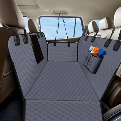 Dog Car Seat Cover for Back Seat, Waterproof Protector with Side Flaps, Scratchproof Hammock, Non-Slip Bottom for Cars/Trucks/SUVs (Grey) - color: Grey