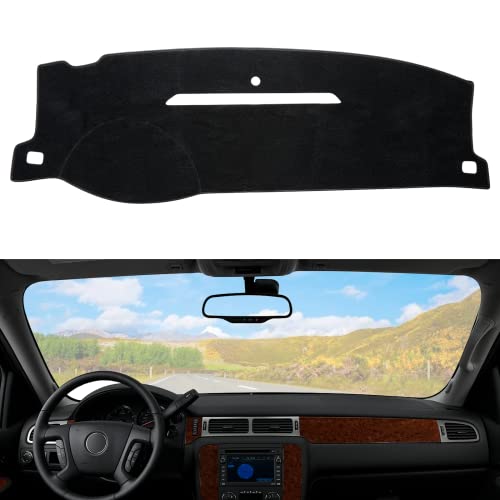 Dashboard Dash Cover Mat Carpet Compatible with 07-14 Chevy Tahoe Suburban Denali Avalanche GMC Yukon/XL,07-13 Chevy Silverado Sierra Without Dash Speaker and Only One Glove Box(Airbag box can open) - size: 07-14 Chevy&GMC(2)