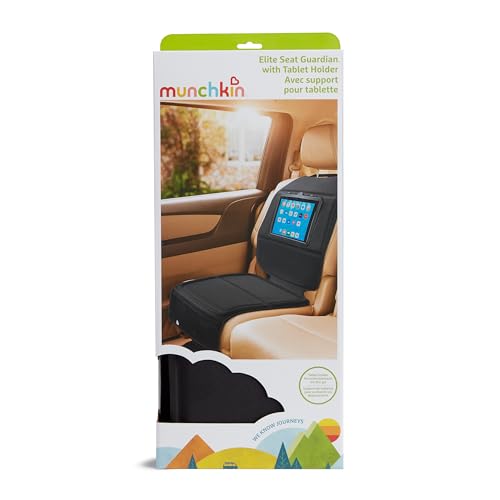 Munchkin Car Seat Cover with Tablet Holder for Under Baby Car Seats and Toddler Booster Seats, Elite Seat Guardian Protector, Rear and Forward Facing, Dark Grey - style: Seat Protector with Tablet Holder