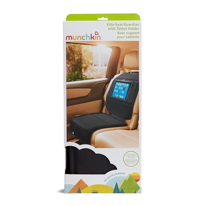 Munchkin Car Seat Cover with Tablet Holder for Under Baby Car Seats and Toddler Booster Seats, Elite Seat Guardian Protector, Rear and Forward Facing, Dark Grey - style: Seat Protector with Tablet Holder