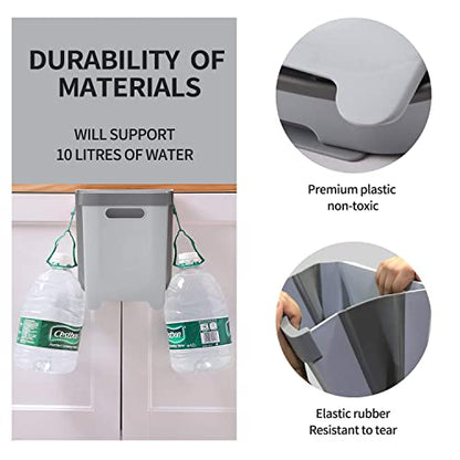 Hanging Collapsible Trash Can - 9L Wall Mounted Foldable Waste Bin for Kitchen Cabinet Door - Quickly Clean Counter, Sink, Bathroom - RV, Car, Camping Folding Garbage Basket (Gray) - color: Gray