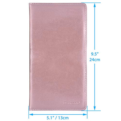 Wisdompro Car Document Holder Organiser, PU Leather Vehicle Insurance and Registration Holders Wallet Case for ID Card, Driving Licence, Key Contact Information Cards - color: Rose Gold
