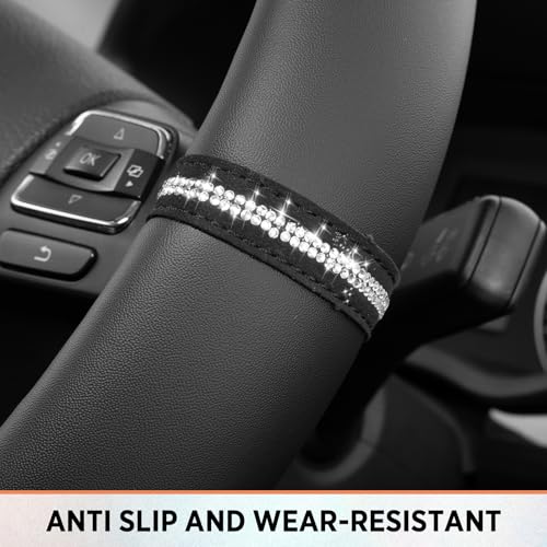 Road Comforts Leopard Steering Wheel Cover for Women, Cute Anti-Slip Microfiber Leather, Fits 14.5-15 Inch Steering Wheel 14.5-15 Inch - Black and Pink Cheetah - color: Round-Black&Pink Leapord