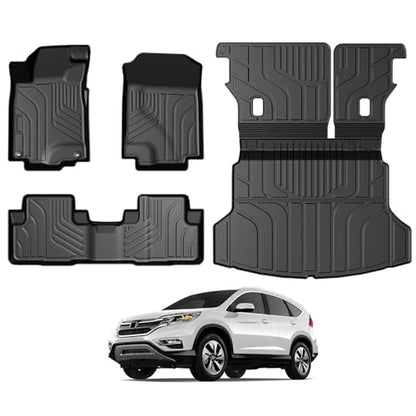 Floor Mats for Honda CRV 2012-2016, All Weather Floor Mats Trunk Cargo Liner with Backrest Protectors Accessories, Full Coverage Set (Not fit Touring/EX-L) - style: For Honda CR-V | 2012-2016