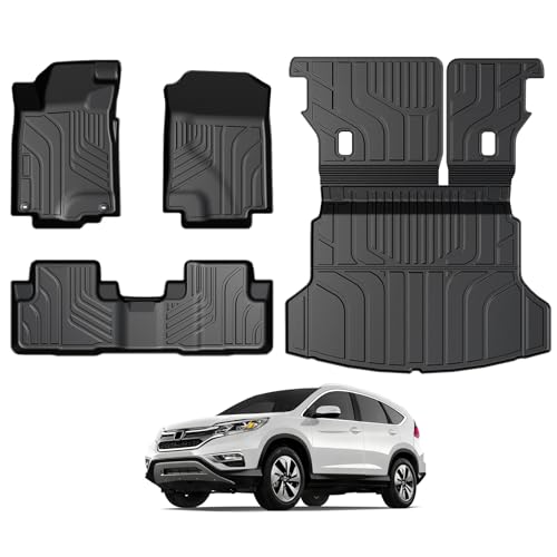 Floor Mats for Honda CRV 2012-2016, All Weather Floor Mats Trunk Cargo Liner with Backrest Protectors Accessories, Full Coverage Set (Not fit Touring/EX-L) - style: For Honda CR-V | 2012-2016