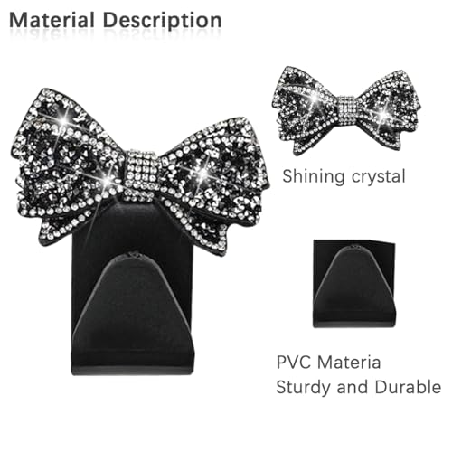 Bling Car Headreat Hook, 2PCS Crystal Rhinestone Cute Bow Vehicle Seat Back Hanger Storage for Purses Bags Grocery, Diamond Auto Rear Seat Organizer, Universal for SUV Truck Sedan (Light Blue) - style: Light Blue/4PCS