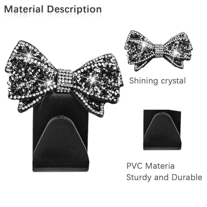 Bling Car Headreat Hook, 2PCS Crystal Rhinestone Cute Bow Vehicle Seat Back Hanger Storage for Purses Bags Grocery, Diamond Auto Rear Seat Organizer, Universal for SUV Truck Sedan (Gold) - style: Gold/4PCS