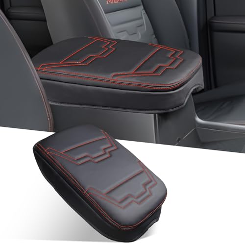 Center Console Cover for Nissan Frontier 2026 2025 2024 2023 2022 - [Upgraded] PU Leather Armrest Cushion Cover for Nissan Frontier Interior Accessories - Thick (Orange Stitches) - size: 1) 22+ |Froniter| Orange Stitch, +Thick Size