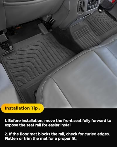 Car Floor Mats for Chevy Silverado: for Silverado/GMC Sierra 1999-2007 Crew Cab| for Suburban/Yukon XL 2000-2006| for Escalade/Avalanche 2002-2006 All Weather Truck Custom Accessories Front Rear Liner